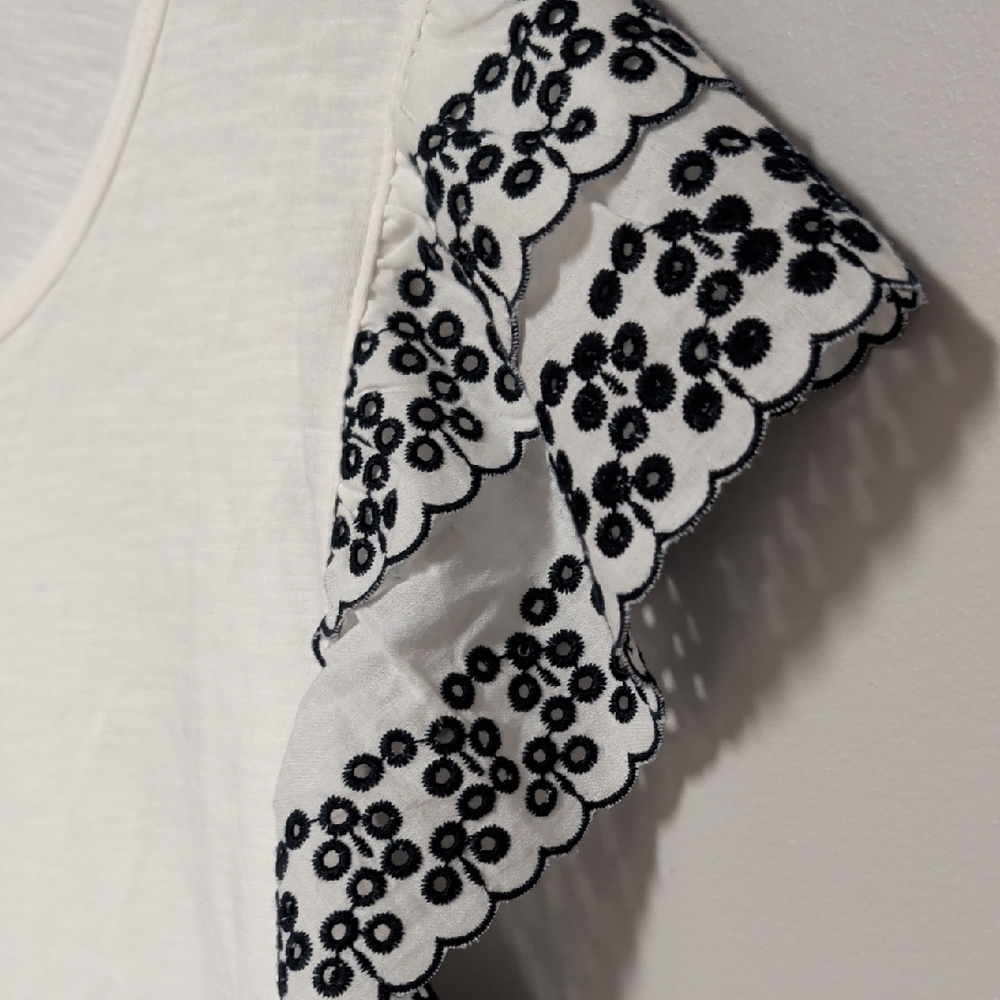 Tommy Hilfiger White Tank Top with Black Floral Trim Sleeves - Picture 4 of 6